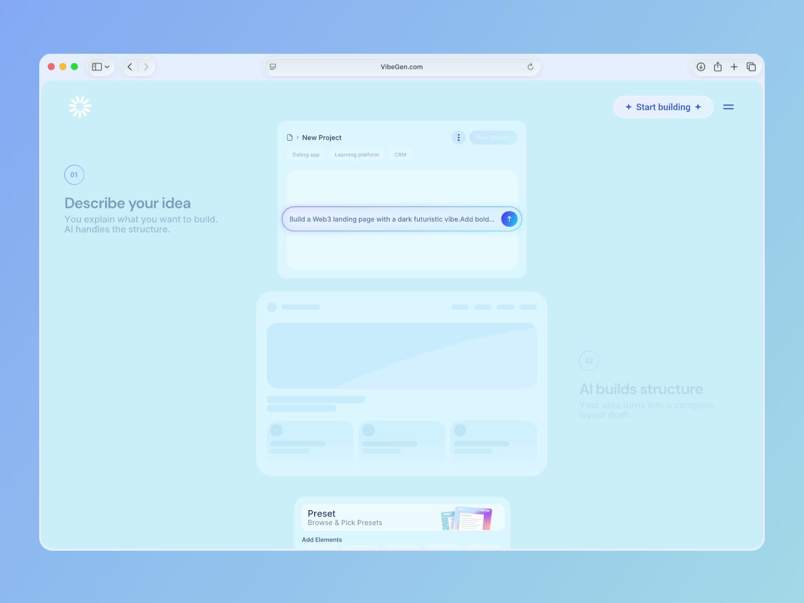 Feature section of the landing page