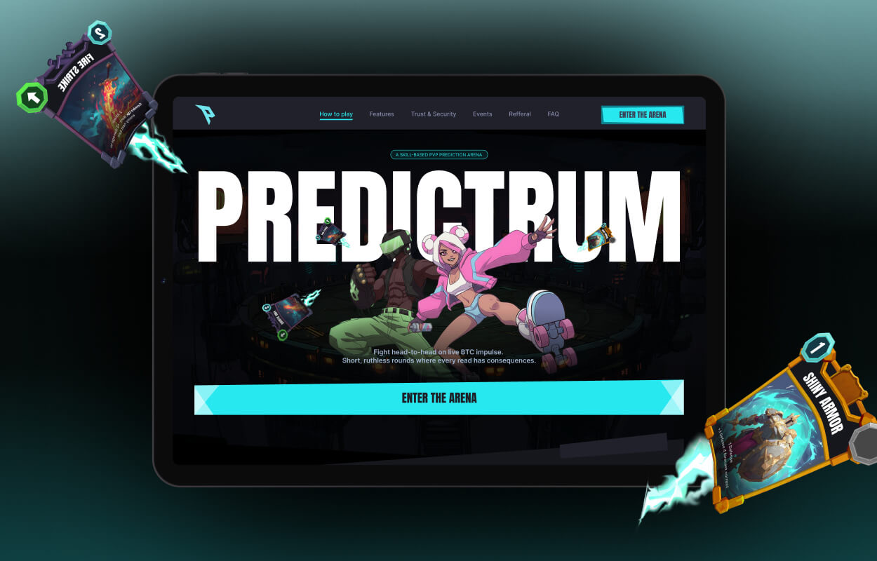 Landing page of the Web3 PvP game