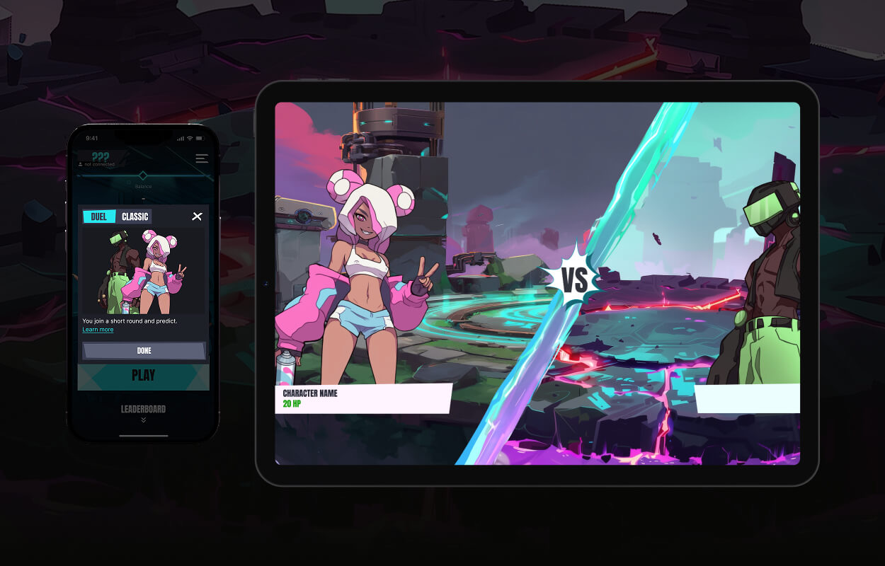 Game lobby on tablet and mobile