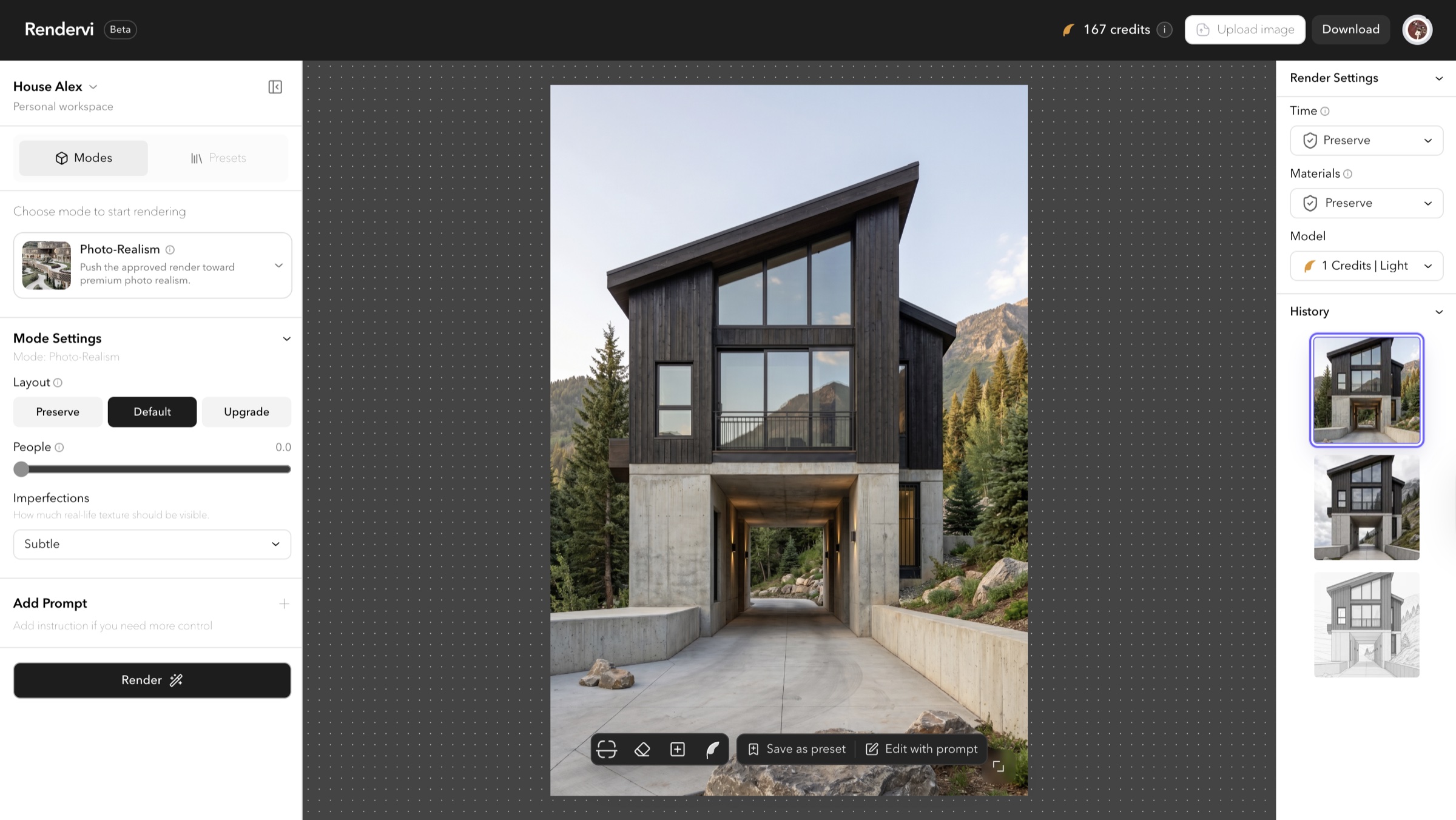 Rendervi - AI renders for architects (Product design, Development, AI)