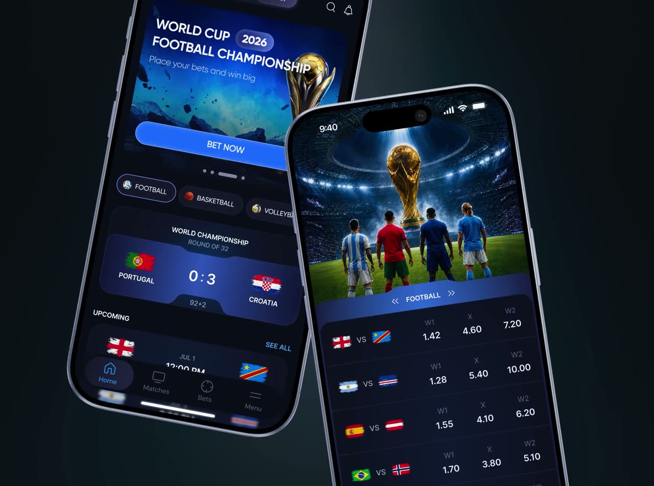 Sports betting mobile app screens