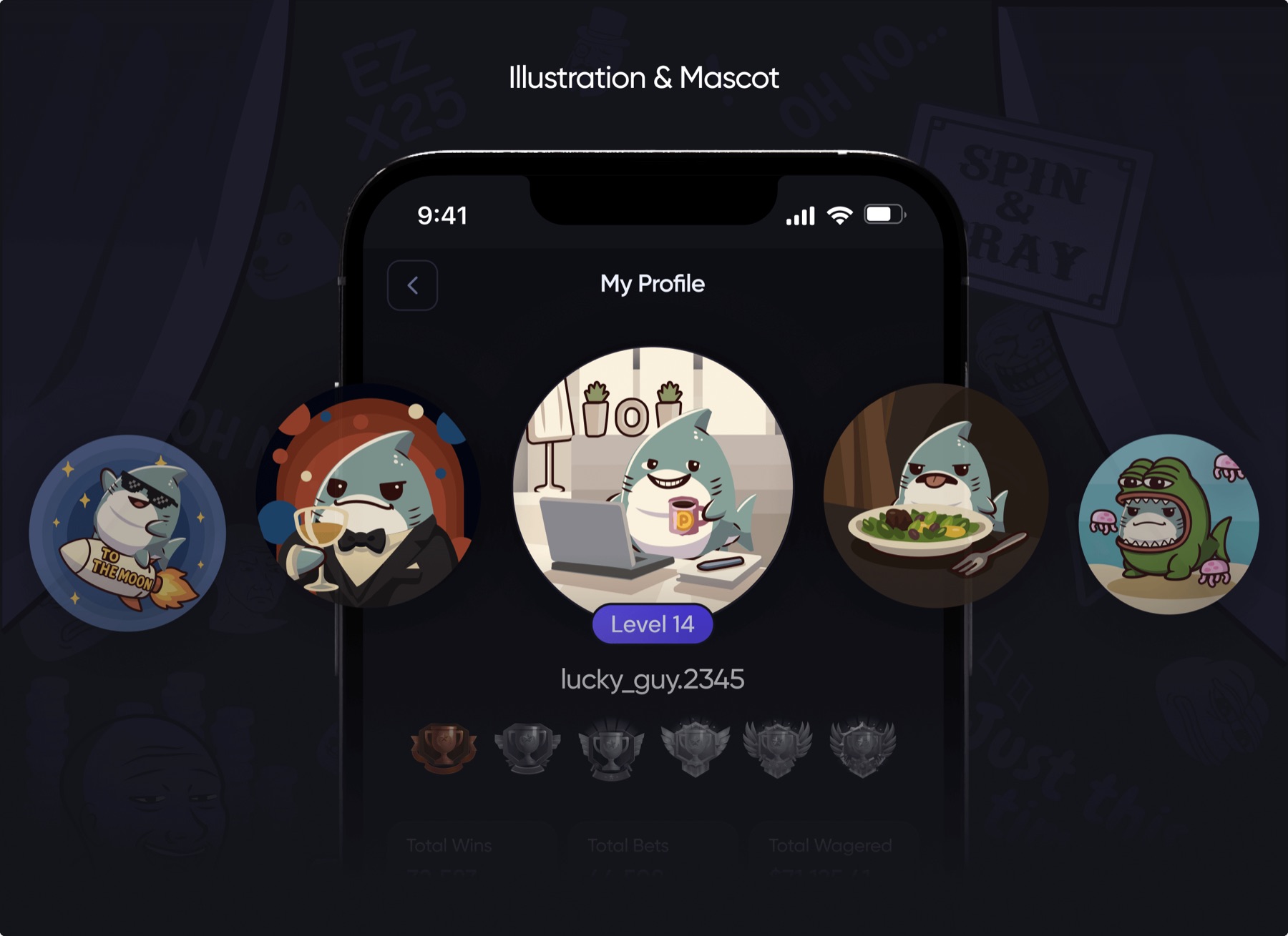 Mascot illustrations for the Web3 casino