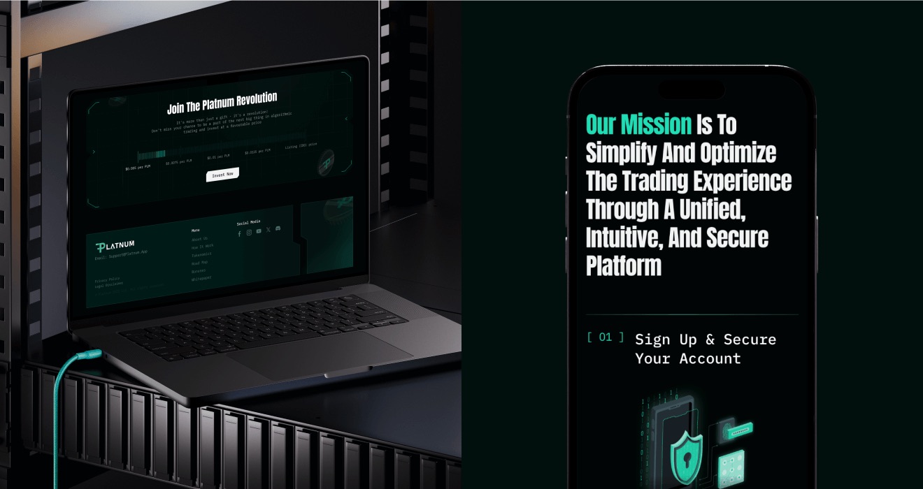 Pre-sale platform screens on laptop and mobile