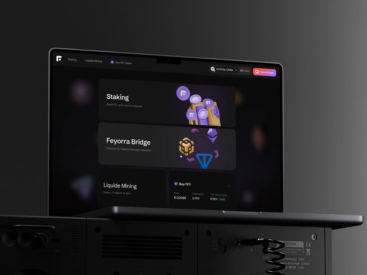 Web3 staking platform dashboard with staking, bridge and liquidity mining