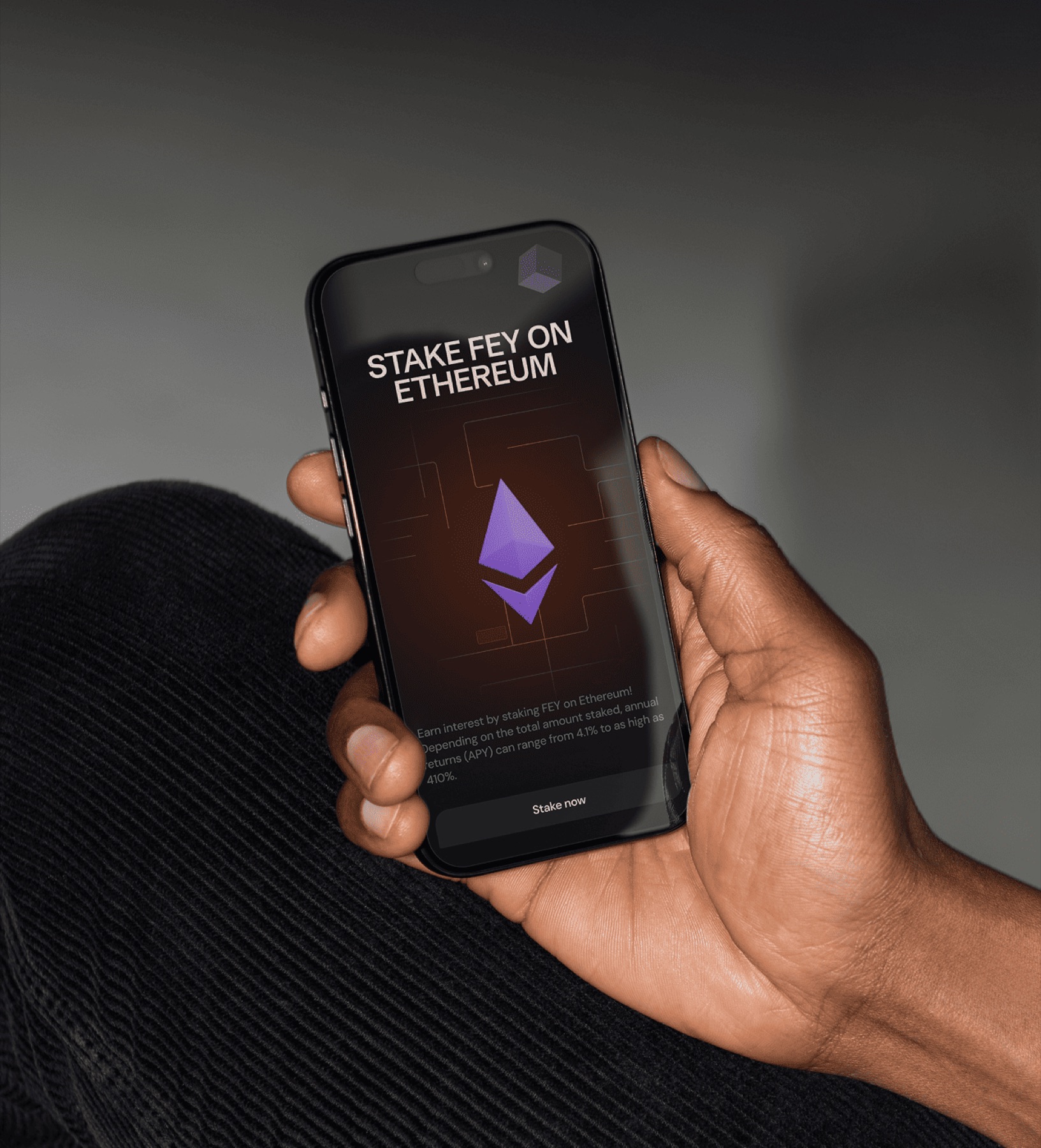 Mobile staking screen on Ethereum